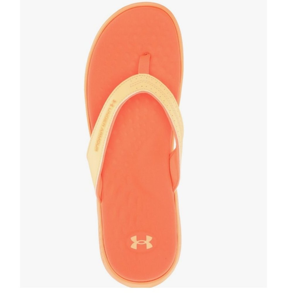 Size 12 Under Armour Women's Ignite Marbella Flip Flop Orange Tropic Water OK!
